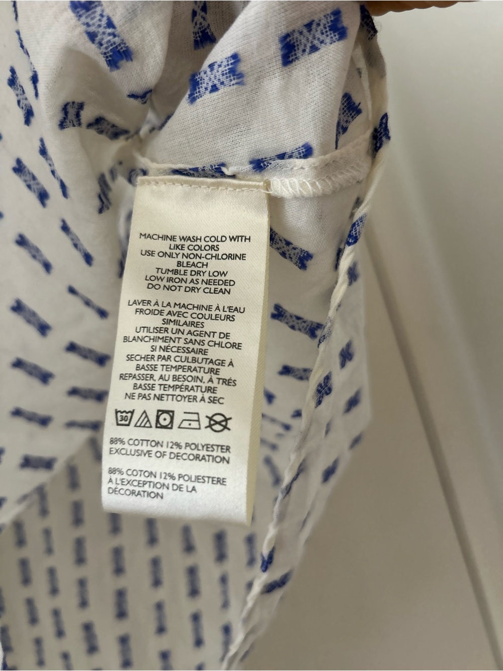 Pilcro White Cotton Blouse with Blue Embroidery - Picture 5 of 10